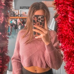 dusty rose aeropostale cropped sweater